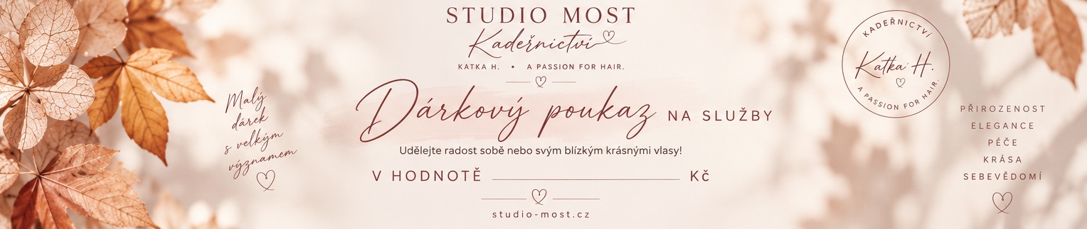 Světlý podzimní dárkový poukaz Studia Most s květinami a listy, motiv 03